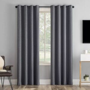NEW 100% Total Black Out‎ Window Curtains Draft Shield By Sun Zero-Grey 2 Panels